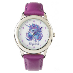 Niedliche Einhorn-Rosa- und Lila Illustration Armbanduhr
