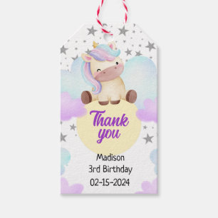 Niedliche Einhorn- und Silberstars Geburtstag Geschenkanhänger