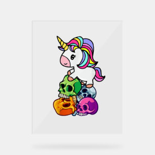 Niedliche Einhorn- und Totenschädel. Funny Goth Em Acrylschild