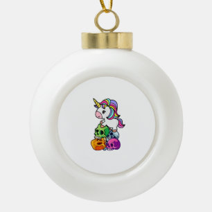 Niedliche Einhorn- und Totenschädel. Funny Goth Em Keramik Kugel-Ornament