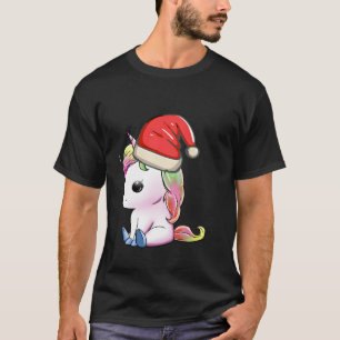Niedliche Einhorn-Weihnachtsmannmütze Ugly Pajama  T-Shirt