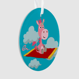 Niedliche Einhorn-Zauberteppichfahrt Akronylic-Orn Ornament