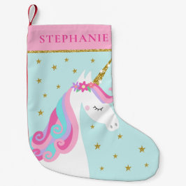 Niedliche Einhornbahn Glitzer Aqua Kleiner Weihnachtsstrumpf