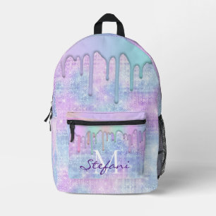 Niedliche Einhornblauer Imitat Glitzer Tropfen Mon Bedruckter Rucksack