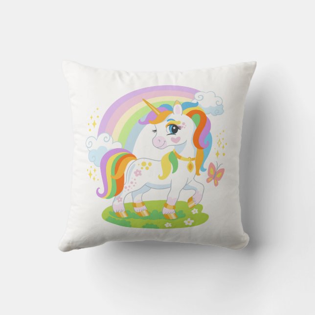 Niedliche Einhorndarstellung #1 Kissen (Rückseite)