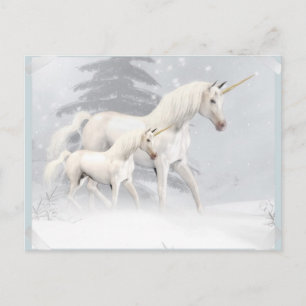 Niedliche Einhörner im Schnee 1 Postkarte