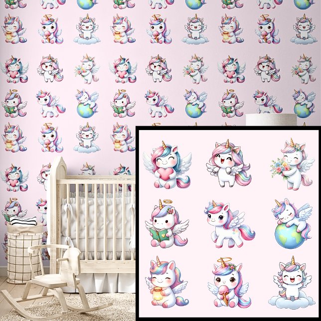 Niedliche Einhörner in Rosa Tapete (Von Creator hochgeladen)