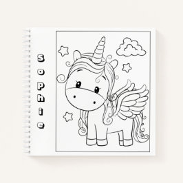 Niedliche Einhornfarbe - Ihre eigene Namenskizze Notizbuch