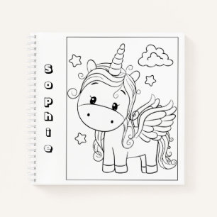 Niedliche Einhornfarbe - Ihre eigene Namenskizze Notizbuch