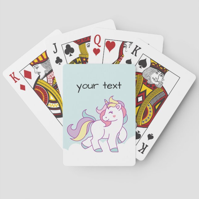 Niedliche Einhornfarbe Personalisiert Spielkarten (Rückseite)