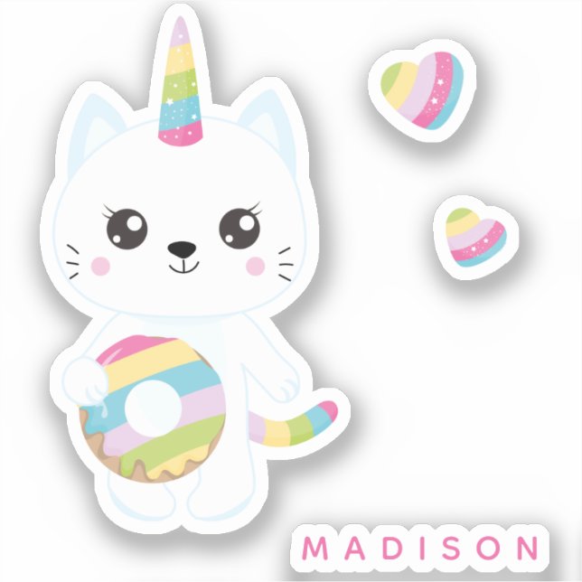 Niedliche Einhornkatze mit Aufkleber für Rainbow-H (Vorderseite)