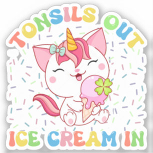 Niedliche Einhornkatze mit Eiscreme   Funny Pub Aufkleber