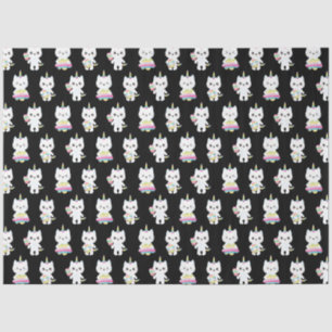 Niedliche Einhornkatzen Schwarze Muster Seidenpapier