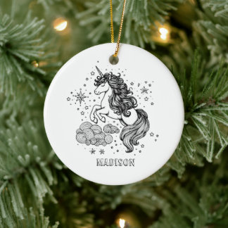 Niedliche Einhornkinder Personalisiert kreieren Keramik Ornament