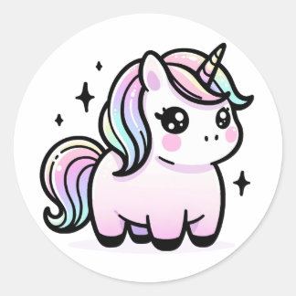 Niedliche Einhornklemme Runder Aufkleber
