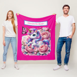 Niedliche Einhornliebhaber tragen den Namen hinzu Fleecedecke