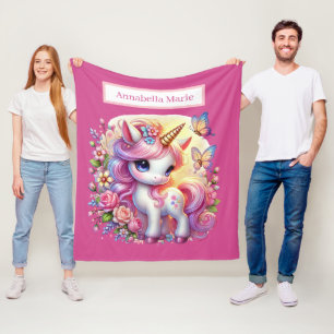 Niedliche Einhornliebhaber tragen den Namen hinzu Fleecedecke