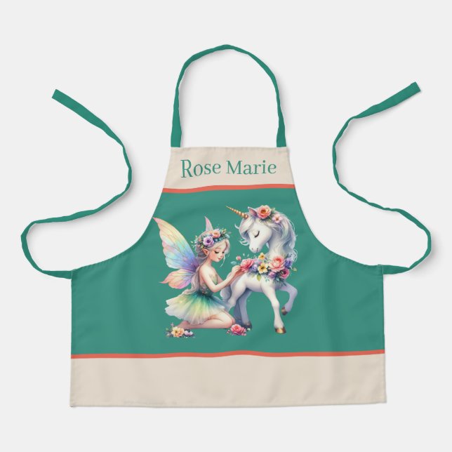 Niedliche Einhornmärchen geben Mädchen Namen Schürze (Vorderseite)