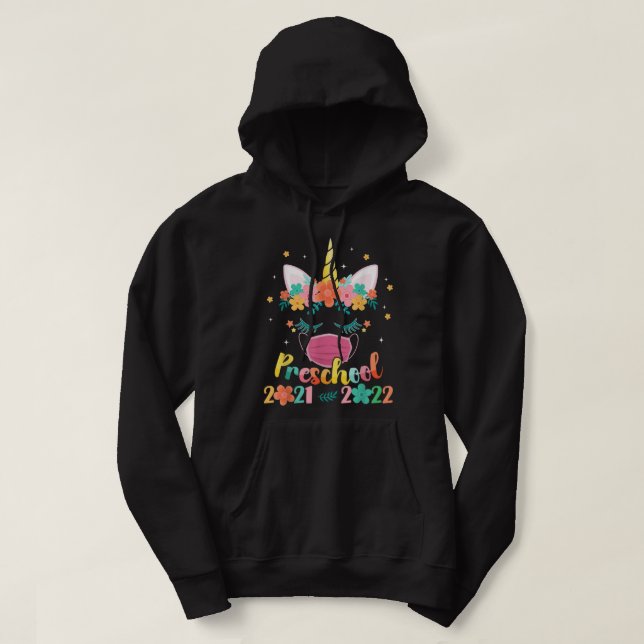 Niedliche Einhornmaske 2021 2022 Zurück T Hoodie (Design vorne)
