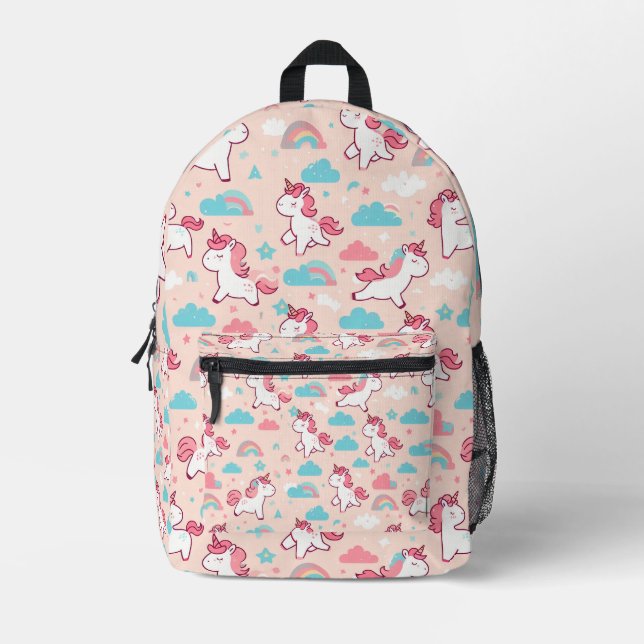 Niedliche Einhornmuster Bedruckter Rucksack (Vorderseite)