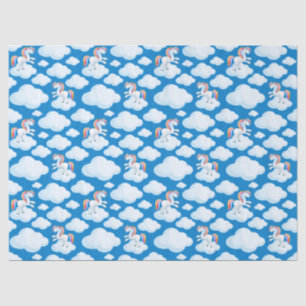 Niedliche Einhornwolken Whimsical Blue Pattern Seidenpapier