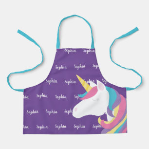 Niedliche Einicorn Lila Personalisierte Kinder Schürze