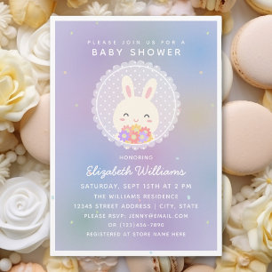 Niedliche Einige Bunny & Blume Elegante Baby Girl Einladung