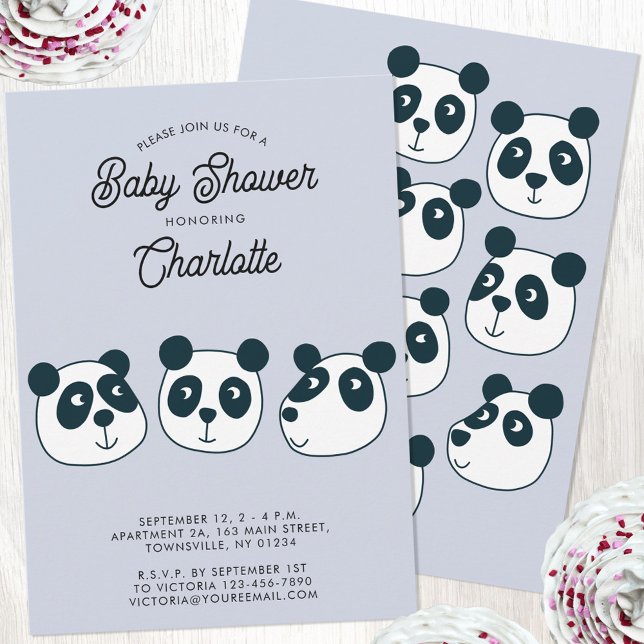 Niedliche Einladung der Babydusche von Riesenpanda (Cute Panda Bear gender neutral baby shower invitation)