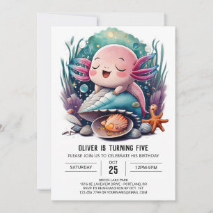 Niedliche Einladung von Axolotl zum Geburtstag