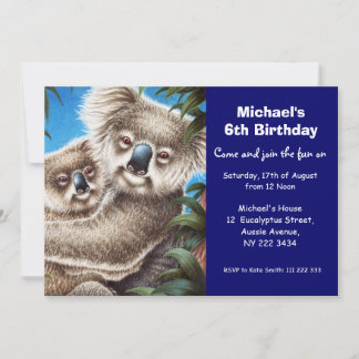 Niedliche Einladung zur Geburtstagspartei Koala