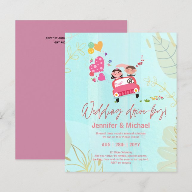 Niedliche Einladungen für Hochzeiten (Vorne/Hinten)