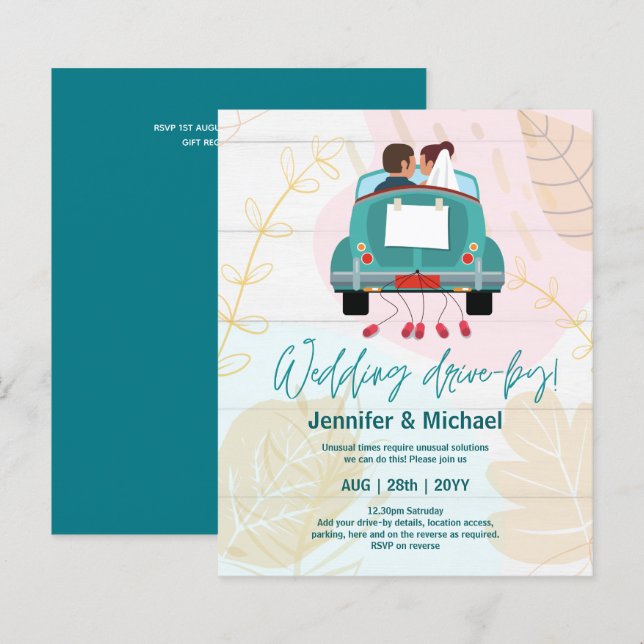 Niedliche Einladungen für Hochzeiten (Vorne/Hinten)