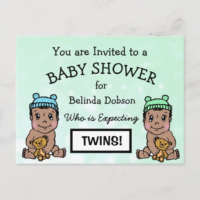Niedliche Einladungen für Twins Baby Dusche (Vorderseite)