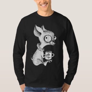 Niedliche Einzigartige Chihuahua & Coffee Art Hund T-Shirt