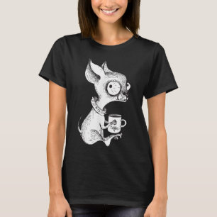 Niedliche Einzigartige Chihuahua & Coffee Art Hund T-Shirt