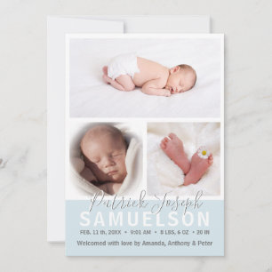 Niedliche einzigartige neue Baby Birth BOY Collage Ankündigung
