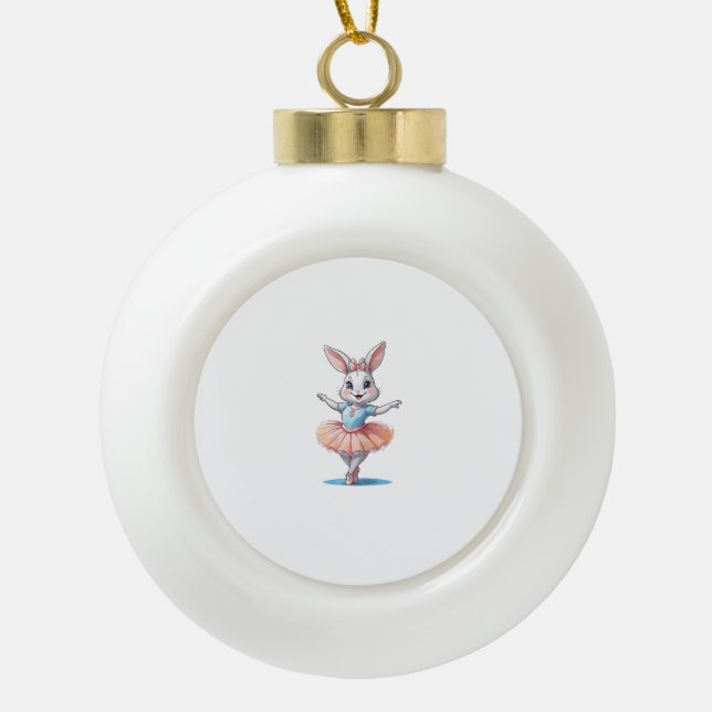 Niedliche Einzigartige und moderne Bunny Rabbit Ba Keramik Kugel-Ornament (Vorderseite)