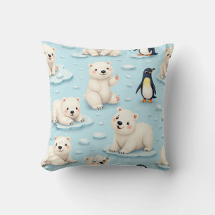 Niedliche Eisbären und Pinguine Kissen