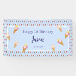 Niedliche Eiscreme Cone Blue Kinder Junge Geburtst Banner