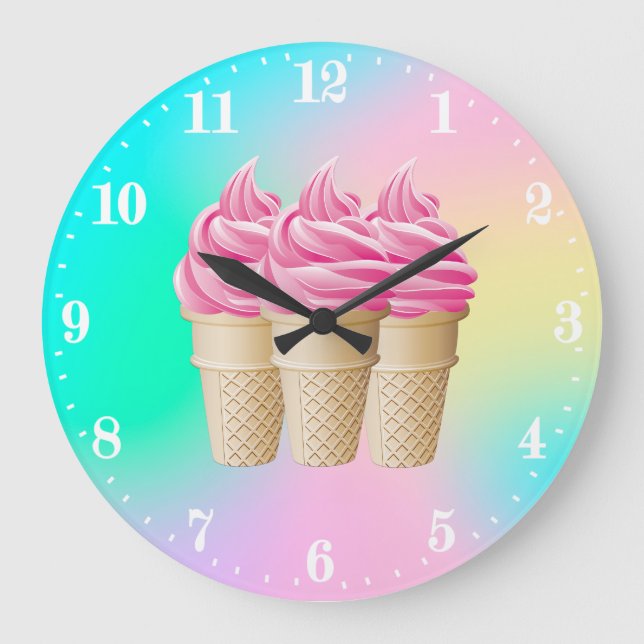 niedliche Eiscreme-Dekoration Große Uhr (Vorderseite)