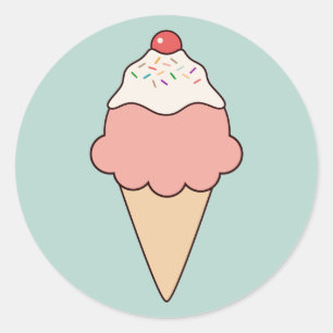 Niedliche Eiscreme Runder Aufkleber
