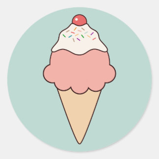 Niedliche Eiscreme Runder Aufkleber