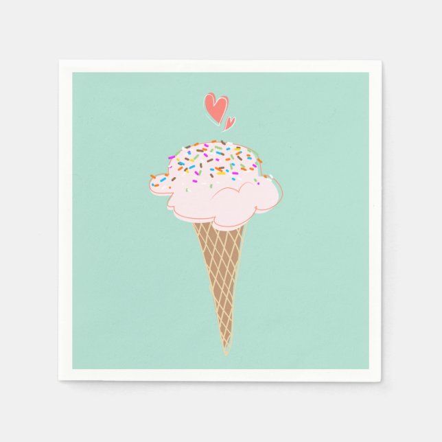 Niedliche Eiscreme Serviette (Vorderseite)