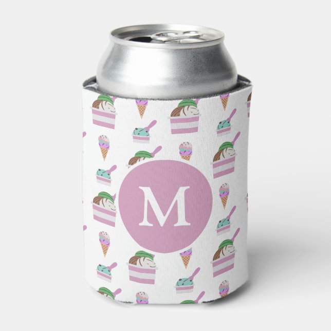 Niedliche Eiscreme Sommermuster Monogramm Dosenkühler (Kanne Vorderseite)