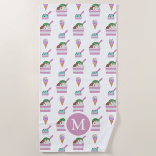 Niedliche Eiscreme Sommermuster Monogramm Strandtuch