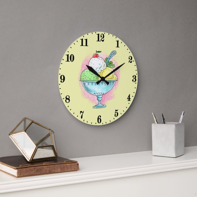 Niedliche Eisfreunde Große Wanduhr (Büro)