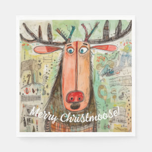 Niedliche Elch Typografie Grafik Weihnachtsfusspap Serviette