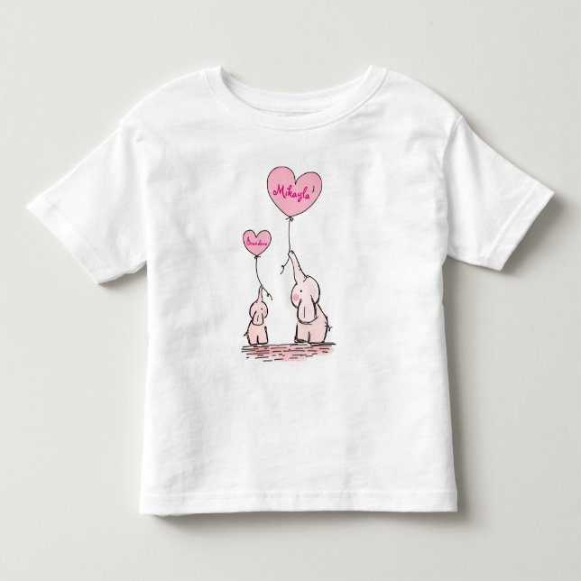 Niedliche Elefant-Baby-Griff-Ballone Kleinkind T-shirt (Vorderseite)