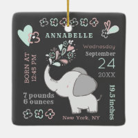 Niedliche Elefant Birth Stats Baby's First Christm