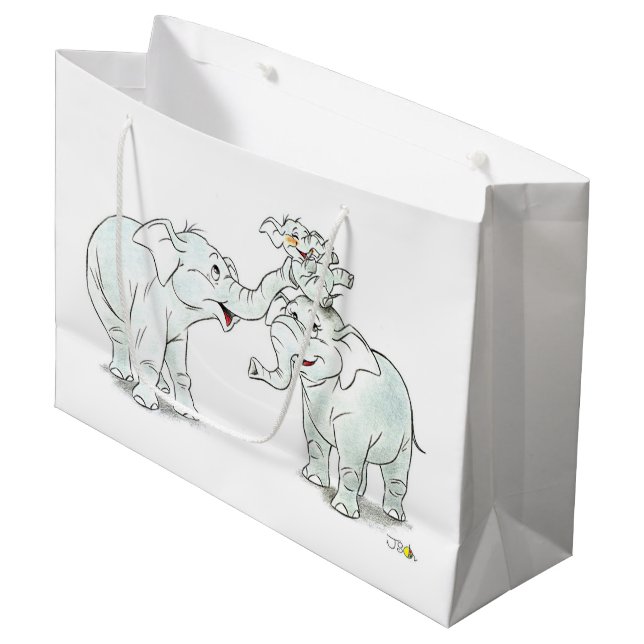 niedliche elefant Familie Große Geschenktüte (Vorderseite Schrägansicht)